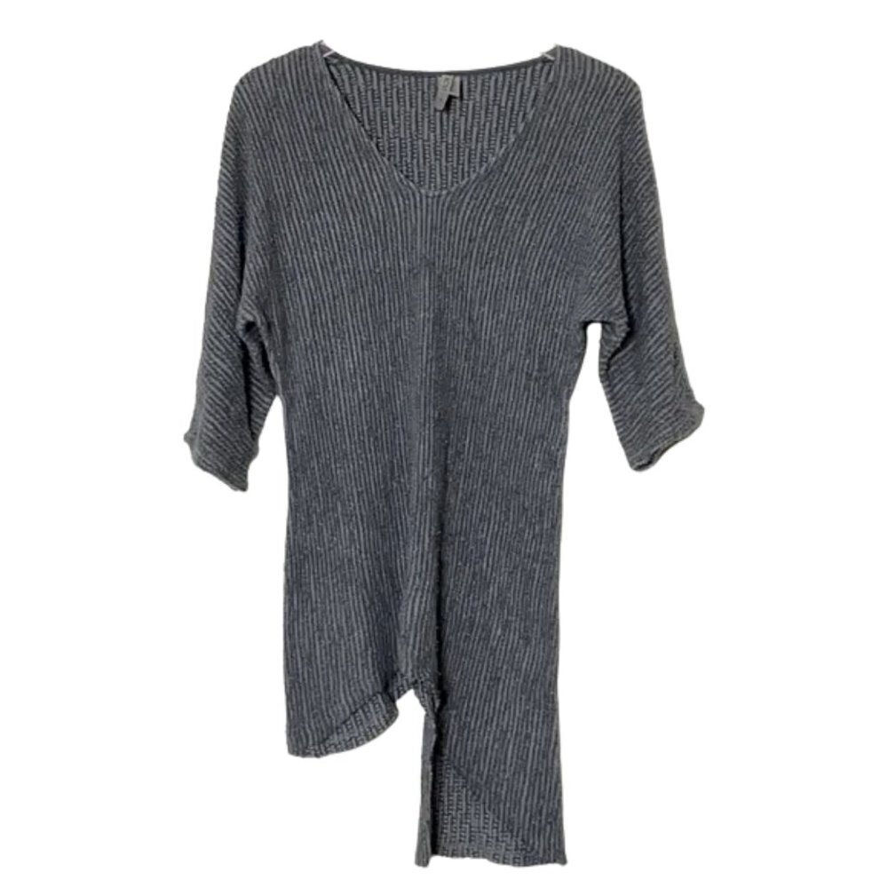 NEW XCVI Asymmetrical V Neck 3/4 Sleeve Gray Sweater Sz. S